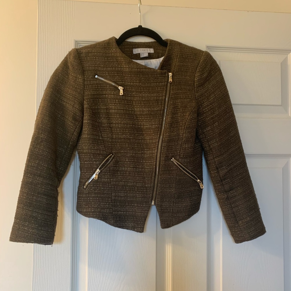 HNM military Green mid waist blazer